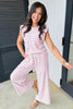 Rose Stripe Casual Wide Leg 2pcs Pants Set