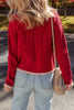 Racing Red Color Contrast Edge Cable Knit Buttoned Cardigan