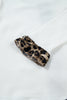 White Knitted Leopard Ruffle Patchwork Button Down Cropped Cardigan