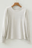 Oatmeal Shirred Cuffs Puff Sleeve Peasant Top