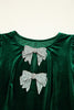 Evergreen Bowknot Decor High Waist Velvet Mini Dress