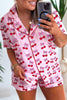 Sky Blue Bow Print Short Pajama Set