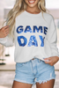 White Sequined GAME DAY Graphic Round Neck Sweater