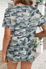 Green Camouflage Print Crew Neck T Shirt
