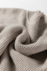 Gray Morn Waffle Texture Knit Ribbed High Neck Drop Shoulder Sweater