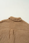 Khaki Contrast Flap Pocket Single Breasted Teddy Coat