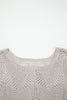 Seagrass Hollow Out Knit 7/8 Sleeve Casual Sweater