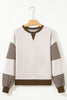 Parchment Striped Colorblock Patchwork Drop Shoulder Sweatshirt