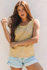 Tan Metallic Sheen Edge Scoop Neck Tank Top