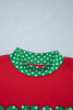 Tomato Red Polka Dot Letter Print Contrast Trim Mock Neck Sweatshirt