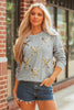 Gray Sequin Baseball Game Day Graphic Casual Sweatshirt