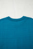 Light Blue Horse Shoe Embroidered Loose Short Sleeve Sweater