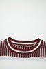 Light Blue Two Tone Striped Patchwork Drop Shoulder Loose Sweater