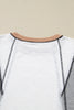White Contrast Block Mixed Textured Knit Patchwork Casual Top