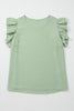 Clearly Aqua Plus Size Crew Neck Ruffle Sleeve Top