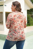 Pink Plus Size Floral Mock Neck Long Sleeve Slim Top