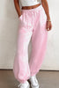 Light Pink Drawstring Waist Patchwork Solid Color Jogger Pants