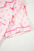 Pink Bow Print Contrast Pipping Short Pajamas Set