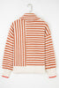 Orange Stripe Cowl Neck Drop Shoulder Sweater