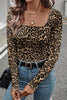 Brown Leopard Print Slim Long Sleeve T Shirt