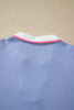 Sky Blue Preppy Striped Trim V Neck Polo Tee Drawstring Skirt Set