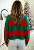 Green Stripe Festive Holly Jolly Sequin Christmas Holiday Sweater