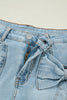 Beau Blue Bow Detail Denim Shorts with Pockets