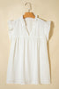 Black Plus Size Swiss Dot Ruffle Lace Trim V Neck Tank Top