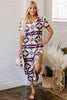 Beige Western Aztec Printed Long T-shirt Dress