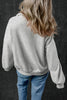 Smoke Gray Zip-up Stand Neck Kangaroo Pocket Sweatshirt