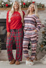 Red Plaid Mama Graphic Christmas Holiday Crewneck Pullover and Pants Two Piece Lounge Set