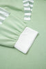 Smoke Green Striped Patchwork V Neck Two Piece Shorts Plus Size Set