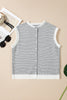 Black Stripe Contrast Trim Cap Sleeve Button Down Casual Cardigan