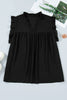 Black Plus Size Swiss Dot Ruffle Lace Trim V Neck Tank Top