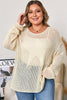 Parchment Hollow Out Knit Star Pattern Accent Plus Size Jumper