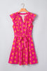 Rose Double Polka Dot V Neck Ruffled Short Sleeve Dress