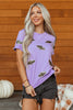 Wisteria Sequin Halloween Bat Patched Casual T Shirt