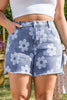 Ashleigh Blue Floral Pattern High Waist Raw Hem Plus Size Denim Shorts