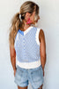 Sky Blue Contrast Chevron Knit V Neck Sweater Vest