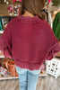 Red Dahlia Drop Shoulder High Neck Ribbed Sweater