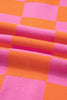 Sachet Pink Checkered Knit Polo Collar Baggy Sweater
