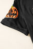 Black Sequin Pumpkin Face Halloween T Shirt