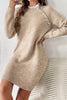 Parchment Button Lace Detail Raglan Sleeve Shift Mini Sweater Dress