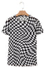 Black Checker Mesh Crew Neck T Shirt