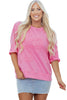 Sachet Pink Floral Patched Half Sleeve Tunic Top