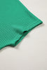 Sea Green Waffle Textured Knit Dolman Short Sleeve Loose Top