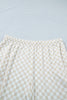 Khaki Plus Size Checkered Print Half Sleeve Tee Loose Pants Two-piece Lounge Set
