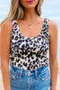 Brown Leopard Print U Neck Sleeveless Bodysuit
