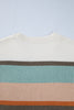 White Striped Color Block Knit Drop Shoulder Sweater