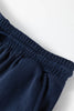 Navy Blue Varsity Striped Sleeve Drop Shoulder Sweatshirt and Short Set